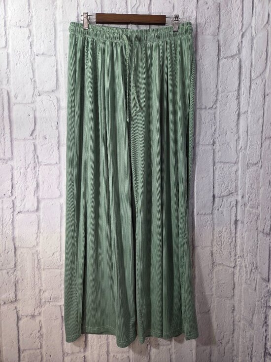 Cider Pants - Cider 0XL Olive Sage Green Drawstring Pleated Flowing Silhouette Wide Leg Pants